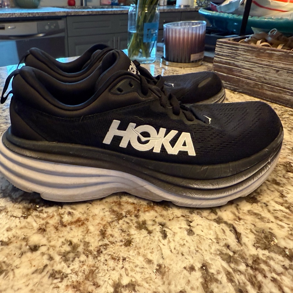 Hoka one one bondi 8 running shoes (black) -Women size 7.5